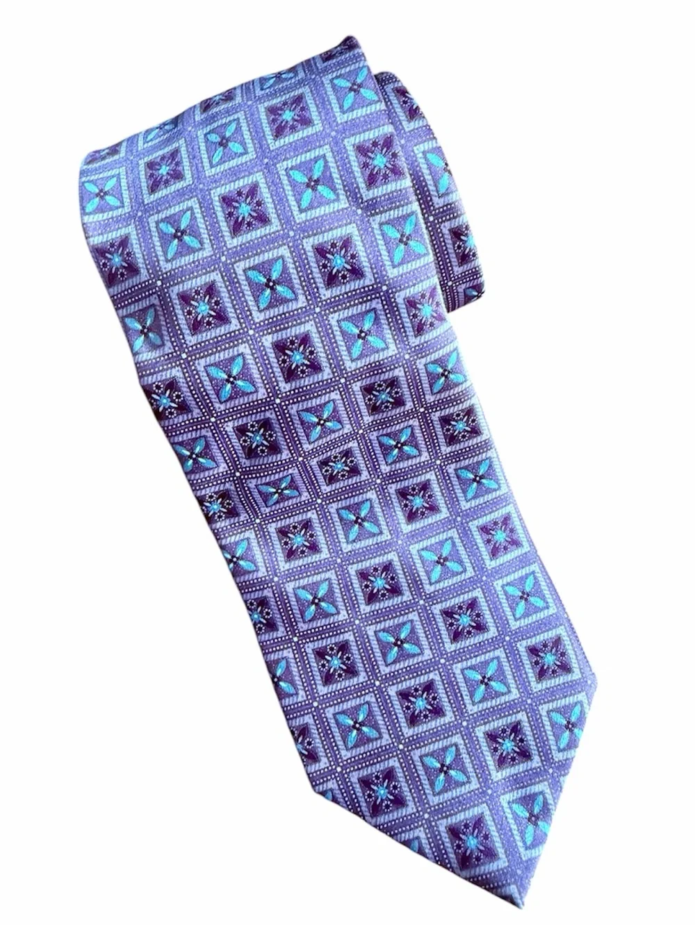 Ermenegildo Zegna Silk Geometric Pattern Silk Men’s Tie Pink/White/Gray